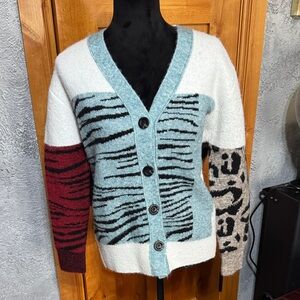 MOTH Women's Multicolor Patterned Cardigan Sweater